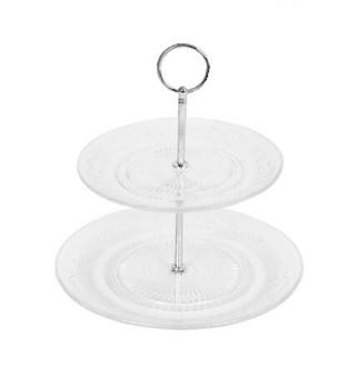 Picture of GLASS 2 TIER CAKE STAND 18/23CM